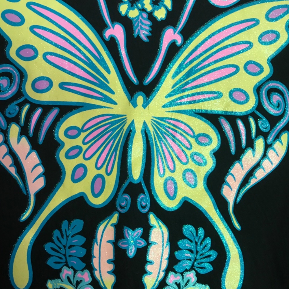 Black butterfly bell sleeve top - Picture 2 of 2